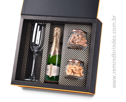 Kit Bebida - Chandon 187 mL, 2 Potes de Sementes e Taça