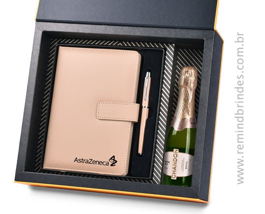 Kit Bebida - Chandon 187 mL e 1 Kit Caderneta e Caneta de Metal