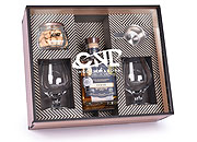Kit Cachaça Personalizado com Garrafa, 2 Taças de Vidro, Pote de Petisco e Dosador