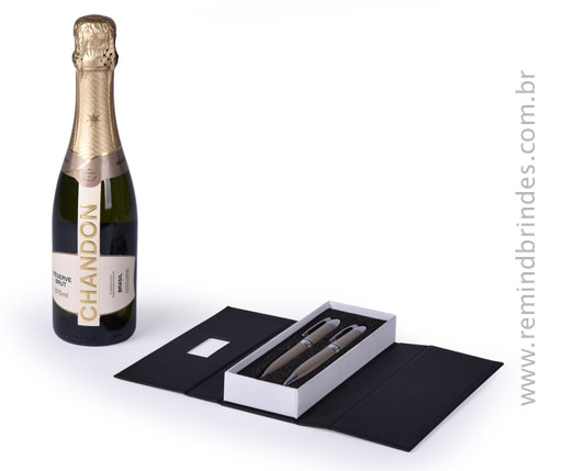 Kit Bebida - Chandon 1/2 Garrafa com Conjunto Caneta e Lapiseira de Metal