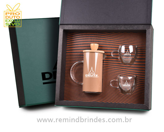 Kit Café Corporate Duplo com Prensa Francesa e Xícaras