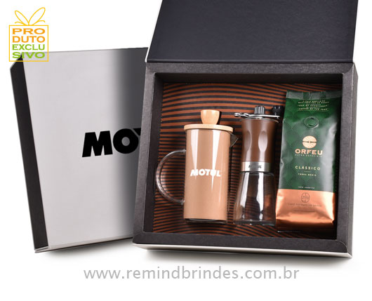 Kit Café Barista com Prensa Francesa e Moedor Manual e Café Orfeu