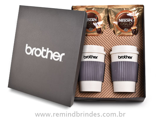 Kit Café Eco-Travel Duplo com Copos e Café Solúvel