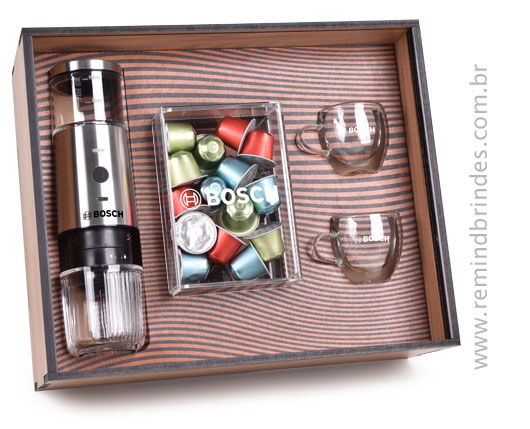 Kit Café Espresso Tech 4 Peças - Cafeteira Elétrica, Cápsulas de Café e 2 Canecas