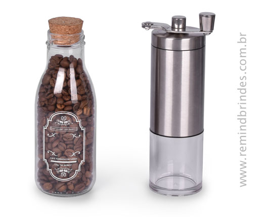 Kit Café - Moedor e Pote de Café Grãos