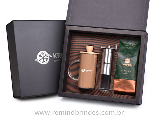 Kit Café com Prensa Francesa e Moedor Manual e Café Orfeu