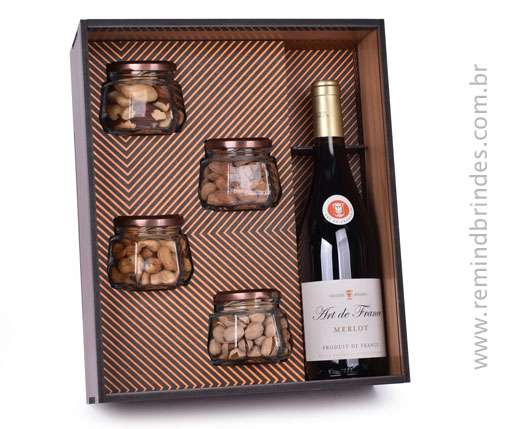 Kit Bebida - Vinho Francês Art de France Merlot com 4 Potes de Especiarias