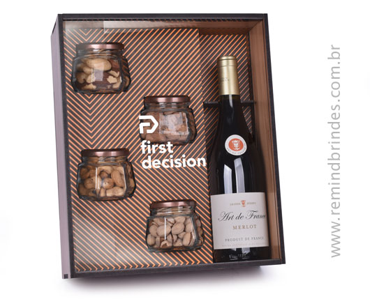 Kit Bebida - Vinho Francês Art de France Merlot com 4 Potes de Especiarias