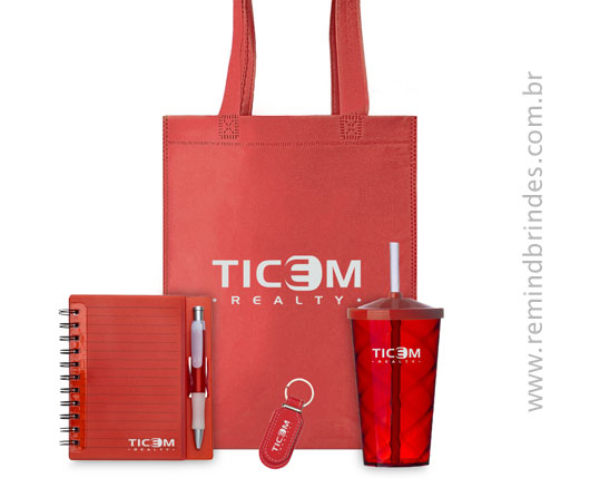 Kit Onboarding Vibrant - Caderno, Copo, Chaveiro e Sacola de TNT