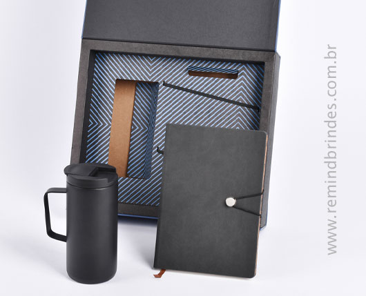 Kit Onboarding Executive 2 Peças com Caneca Térmica Inox e Caderneta