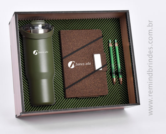 Kit Executive Personalizado 4 Peças com Copo Térmico, Caderneta e Canetas