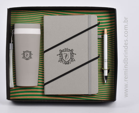 Kit Executive Personalizado 3 Peças com Copo, Caderneta e Caneta