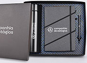 Kit Executive Personalizado 3 Peças com Garrafa Térmica, Caderneta e Caneta