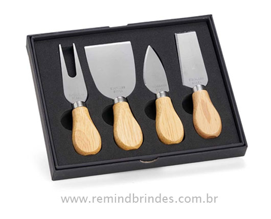 Kit Queijo e Gourmet Executive com Bolsa Térmica, Espátulas e 3 Temperos Personalizado