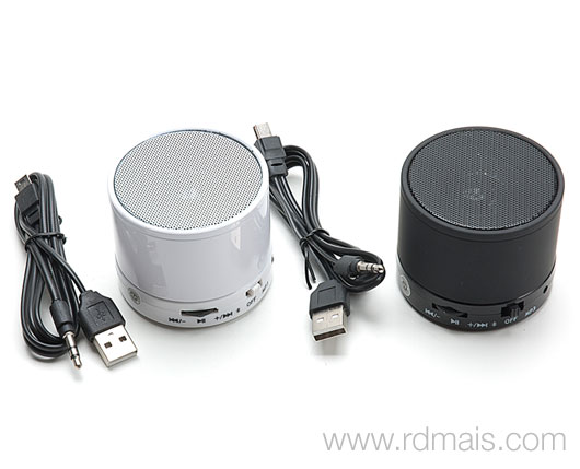 Mini Caixa Acústica de Metal com Bluetooth e Bateria Recarregável