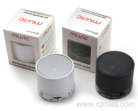Mini Caixa Acústica de Metal com Bluetooth e Bateria Recarregável
