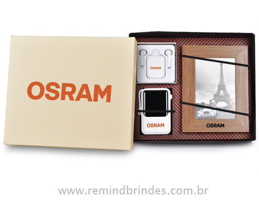 Kit Onboarding Smart Tech com Fone Bluetooth, Carregador Portátil e Porta Retrato