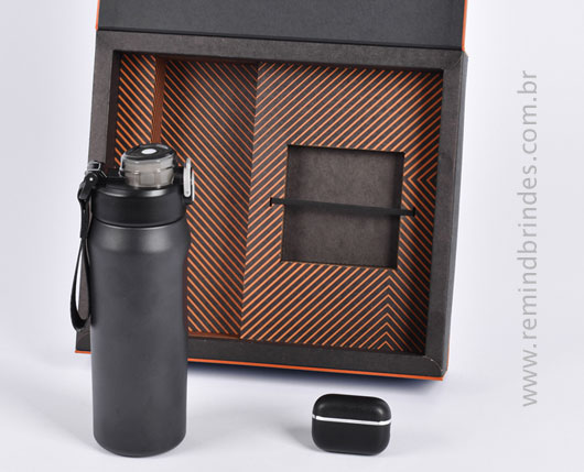Kit Onboarding Executive 2 Peças com Garrafa Térmica e Fone Bluetooth